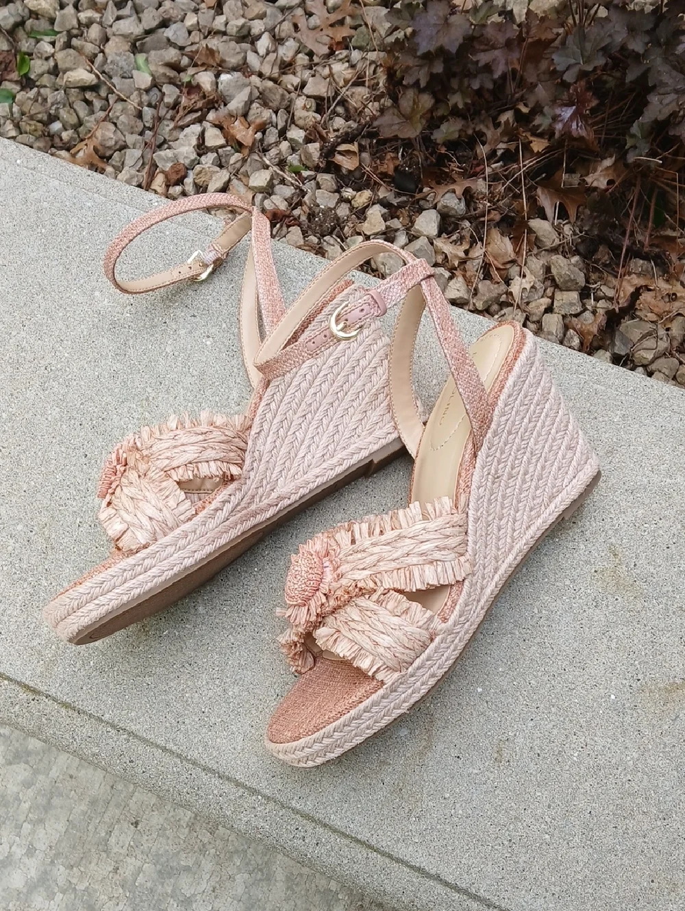 Women's Krista Espadrille Flower Wedge Sandals Soft Pink Sz 9